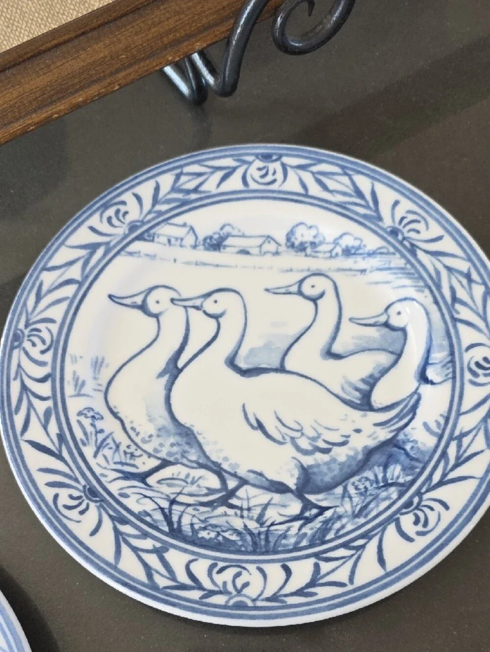 Williams Sonoma Blue and White Farm Animal Plate Set - 5 Pieces